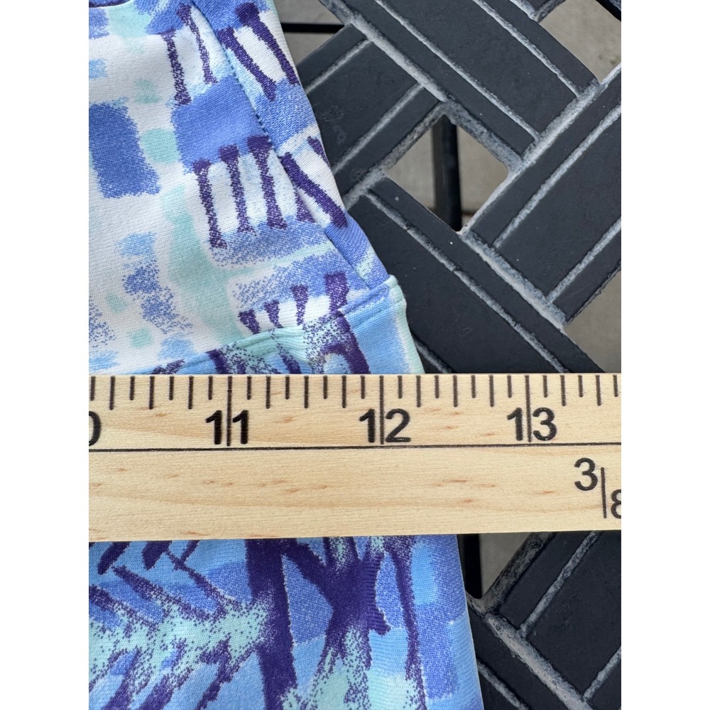 Liquido Active Yoga Leggings Blue Purple Geometric Tribal Print Cropped Medium - Picture 4 of 6